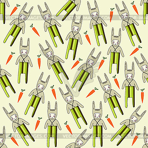 Seamless pattern with rabbits - royalty-free vector clipart