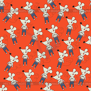 Seamless pattern with mice - vector clipart