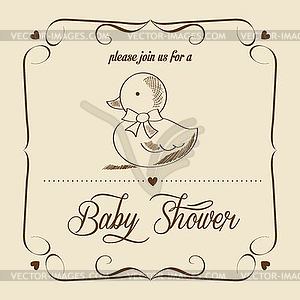 Baby shower card with retro toy - vector image