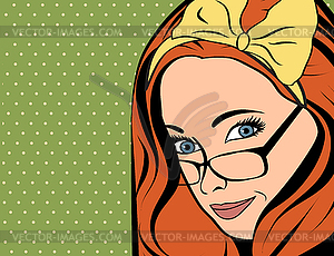 Pop Art girl with red hair - vector clipart / vector image