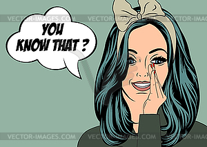 Pop Art girl with speech bubble - vector image