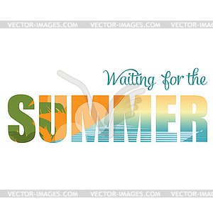 Double exposure . Waiting for summer - vector clipart