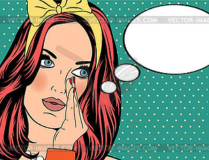 Pop Art woman with speech bubble - vector image