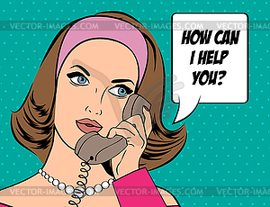 Pop Art woman with speech bubble - royalty-free vector image