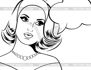 Pop Art woman with speech bubble - vector clip art