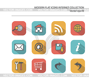 Modern flat icons collection with long shadow effec - vector clipart