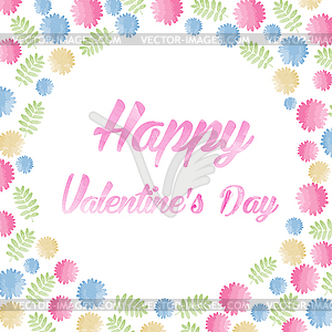 Watercolor Happy Valentines Day Lettering - royalty-free vector image