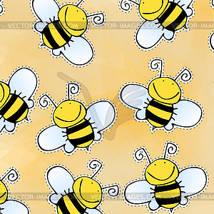 Doodle bee pattern - vector image