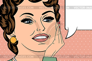 Pop Art girl with speech bubble.Pop Art girl - stock vector clipart