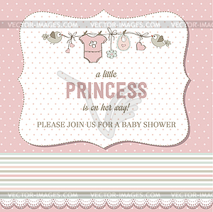 Shabby chic baby girl shower card - vector clip art