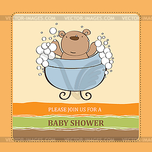 Baby shower card with teddy bear - vector clipart