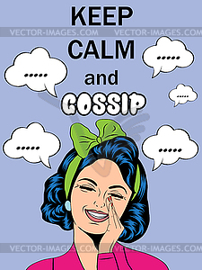 Funny with massageKeep calm and gossip - stock vector clipart