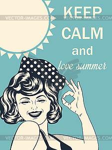 Retro style with message Keep calm and love summer - vector image
