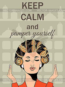 Beautiful with messageKeep calm and pamper yoursel - vector clipart