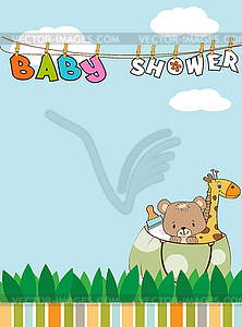 Beautiful baby shower card - vector clip art