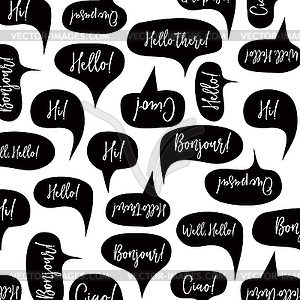 Speech bubbles with Hello on different languages - vector clipart