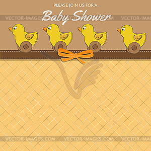 Delicate baby shower card with toys - vector image