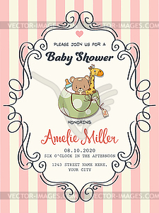 Delicate baby girl shower card - vector image