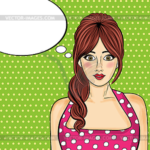 Pop art woman . Comic woman with speech bubble - vector image