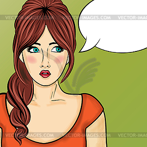 Pop art woman . Comic woman with speech bubble - vector image