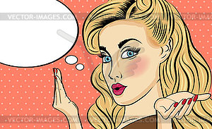 Pop art woman . Comic woman with speech bubble - vector image