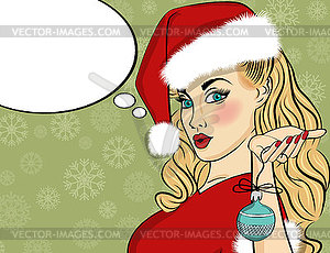 Pop art Santa girl. Pin up Santa girl. Santa Girl - royalty-free vector image