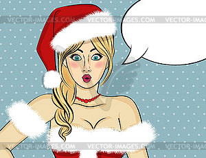 Pop art Santa girl. Pin up Santa girl. Santa Girl - vector clip art