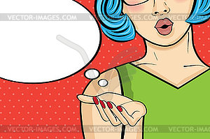 Поп-арт женщина. Comic женщина с речи пузырь. - изображение в векторном формате