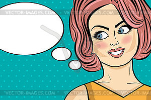 Pop art woman . Comic woman with speech bubble. - vector clipart