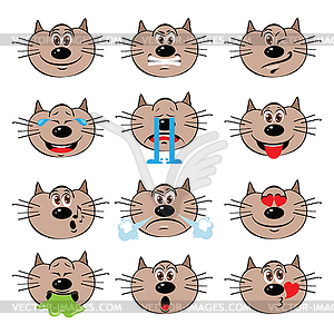 Cat Emojis Set of Emoticons Icons - vector image