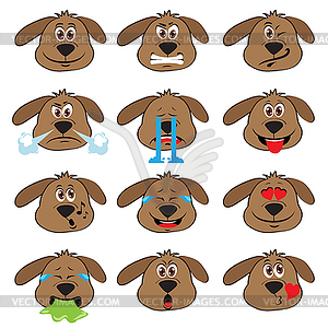 Dog Emojis Set of Emoticons Icons - vector EPS clipart