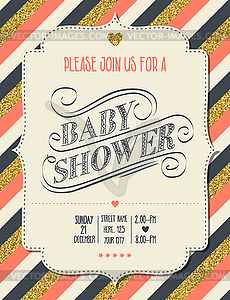 Beautiful retro baby shower card template with - vector clipart