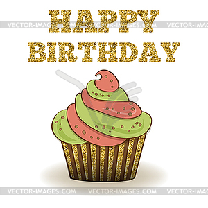 Beautiful birthday card template with golden - vector clip art