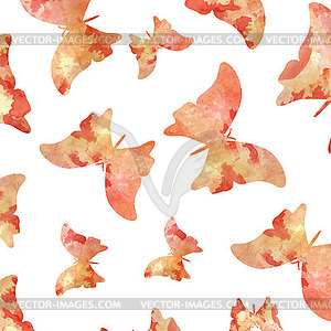 Seamless watercolor butterflies pattern - vector clipart