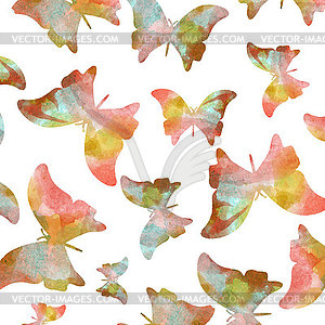 Seamless watercolor butterflies pattern - vector clip art