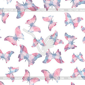 Seamless watercolor butterflies pattern - royalty-free vector clipart