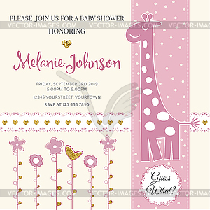 Lovely baby shower card template with golden - vector clip art