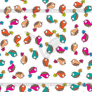 Doodle birds seamless pattern - vector clipart / vector image