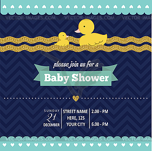 Lovely baby shower card template with golden - vector clip art