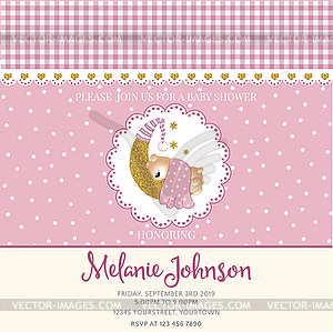 Lovely baby shower card template with golden - vector clip art