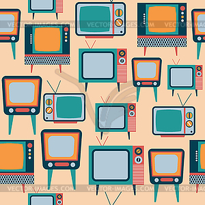 Seamless pattern with retro tv - vector clip art