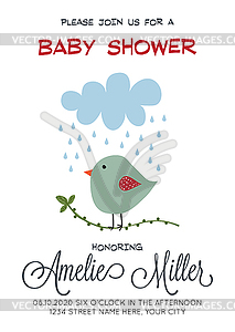 Delicate customizable baby shower card template wit - vector clipart