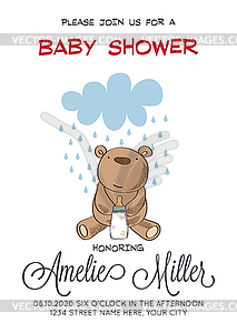Delicate customizable baby shower card template wit - vector clipart