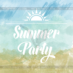 Summer party poster om watercolor background - vector clipart / vector image
