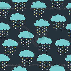 Seamless pattern with blue clouds - vector clip art