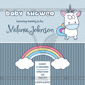 Beautiful baby shower card template with lovely bab - vector image