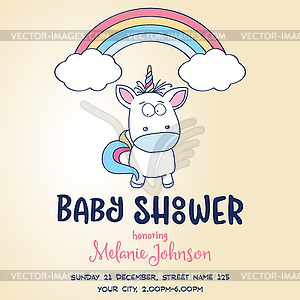 Beautiful baby shower card template with lovely bab - vector clipart