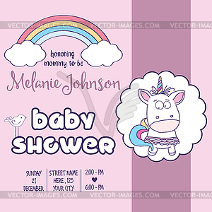 Beautiful baby shower card template with lovely bab - vector clip art