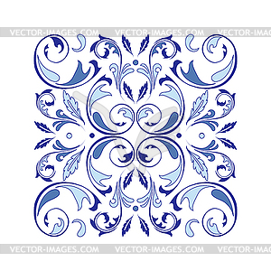 Oriental square ornament with arabesques elements - royalty-free vector clipart