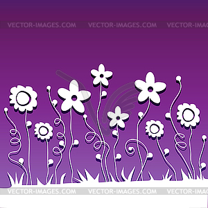 Paper cut flowers on ultraviolet background - vector clipart